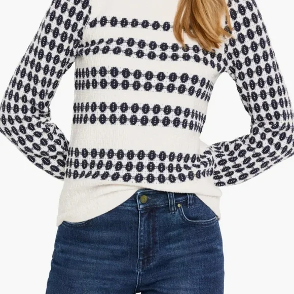 NIC+ZOE NWT Navy and White Crew Neck Sweater Size XXL - Picture 6 of 7